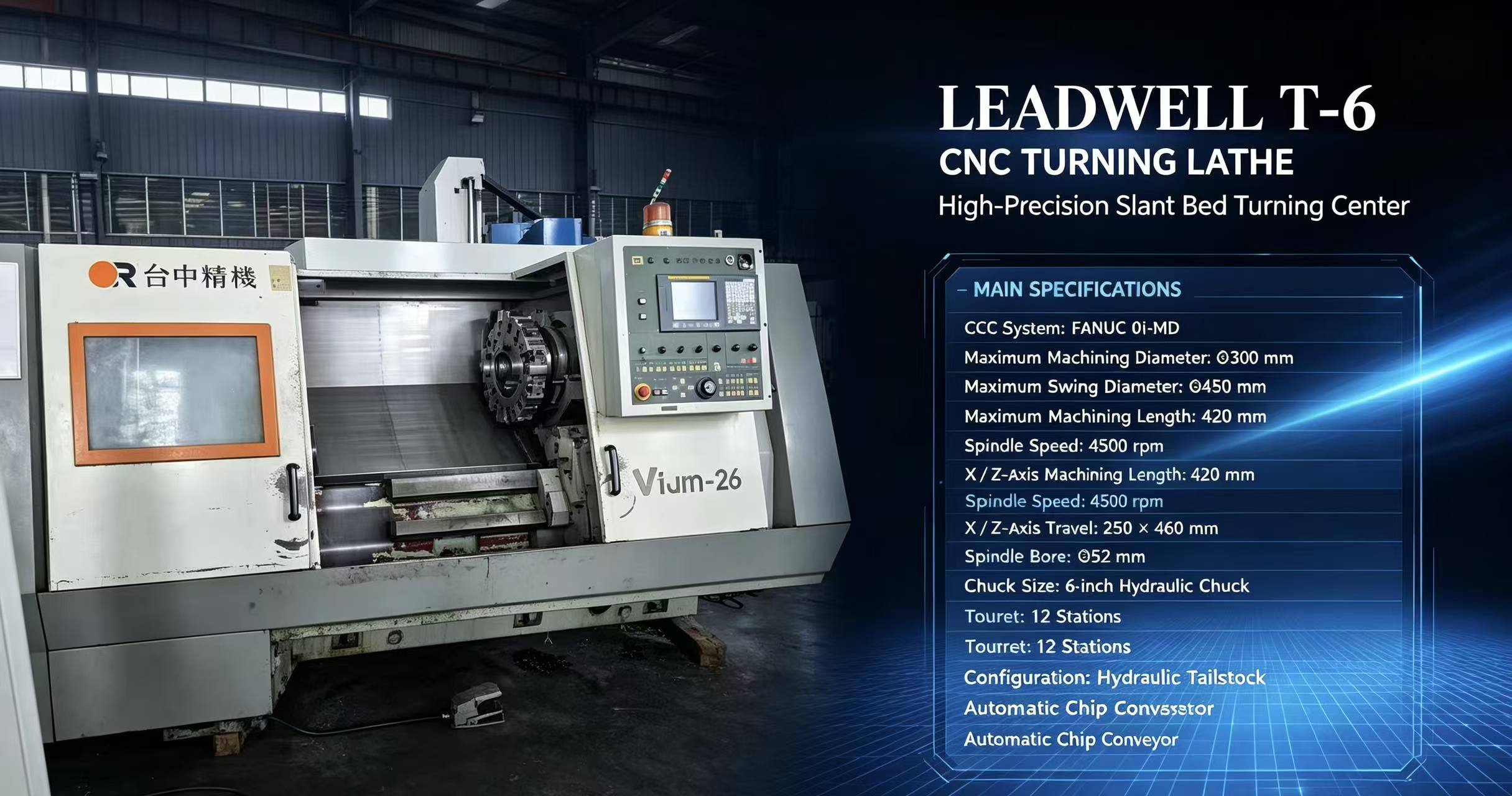 Leadwell T-6 CNC turning lathe